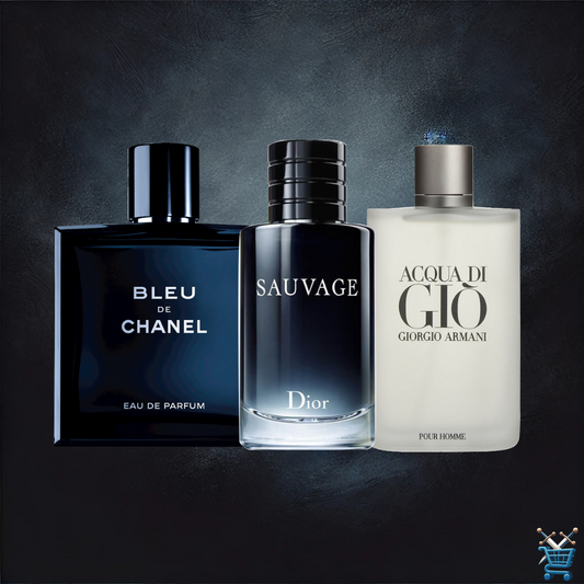 KIT X3 Sauvage Dior | Aqua Gi Gio Armani | Bleu de Chanel